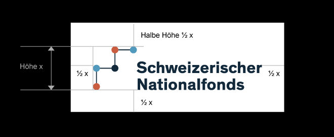 SNF - CD Manual -  - Die Hälfte der Logohöhe ist das absolute Minimum an Freiraum rund um unser Logo. Mehr Distanz zum Papierrand oder zu Text und Bildelementen ist immer möglich.